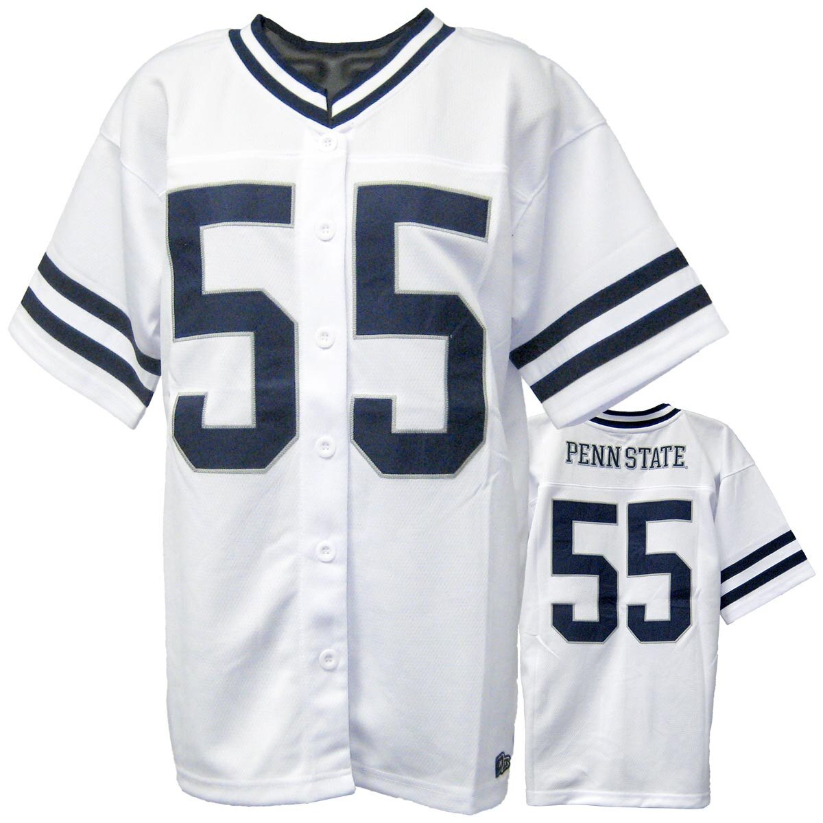 women's white button down football jersey #55, Penn State on back